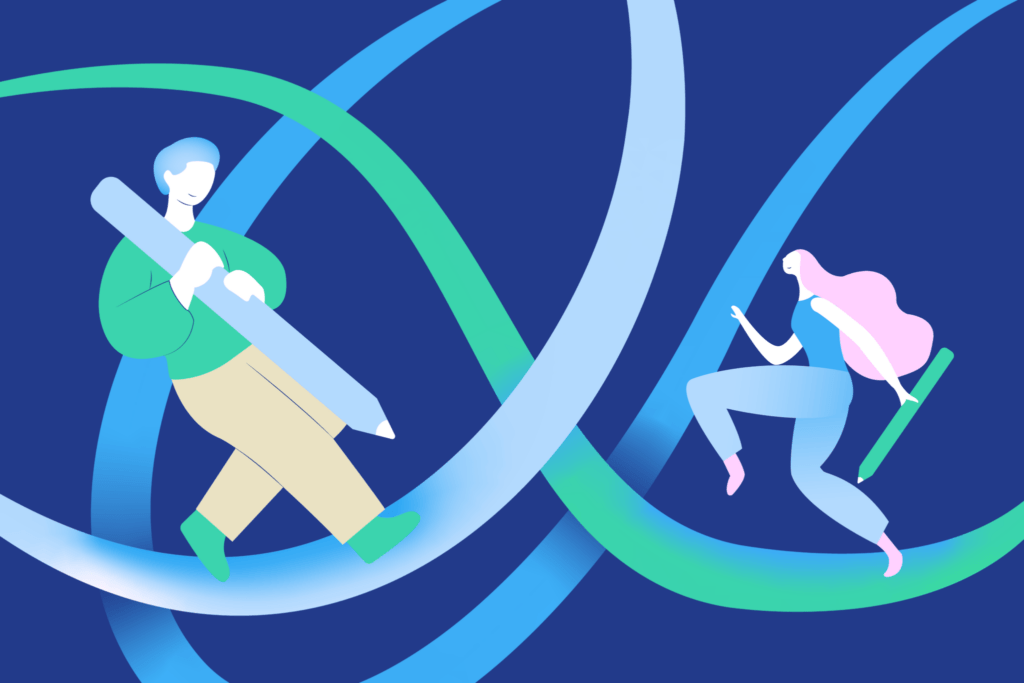 Ilustración creativa sobre la elaboración de un Reporte de Sostenibilidad