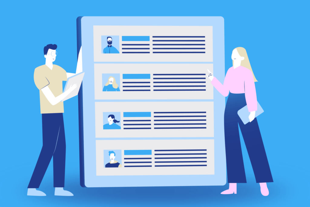 Ilustración de reclutamiento con visión sostenible utilizando criterios sociales y ambientales en la selección de talentos