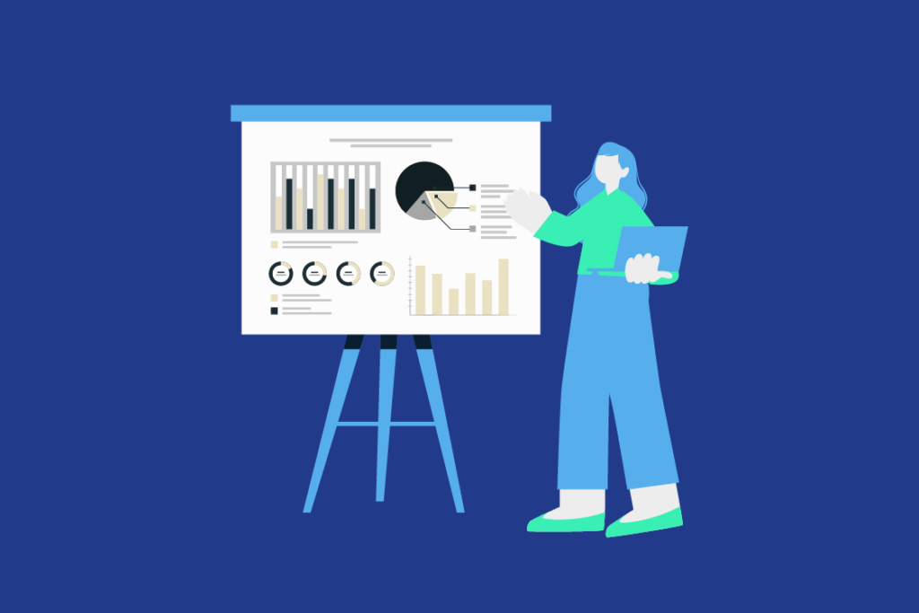 Presentación de resultados de un análisis de materialidad con gráficos e indicadores clave de sostenibilidad