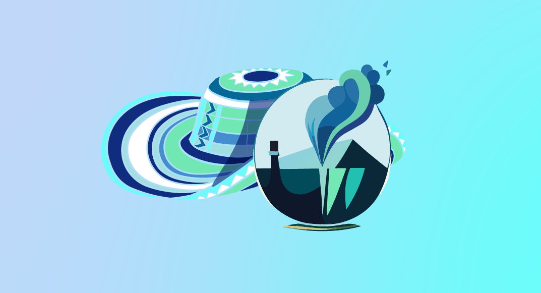 Gráfico con iconografía de Colombia y emisiones industriales, símbolo del cálculo y reducción de la huella carbono Colombia