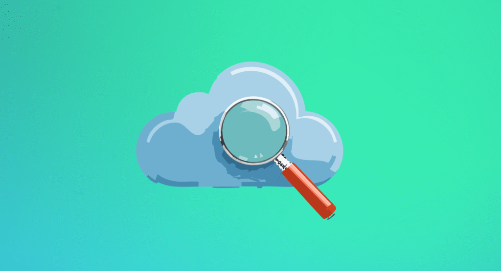 Ilustración de una nube y una lupa para representar la Taxonomía Medioambientalmente Sostenible de Chile