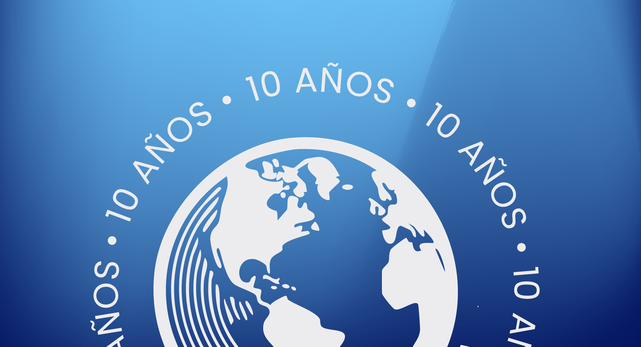 Portada del Reporte de Sostenibilidad 2024 de Proyecta Impacto con diseño azul y gráfico del planeta destacando los 10 años de impacto ambiental y social