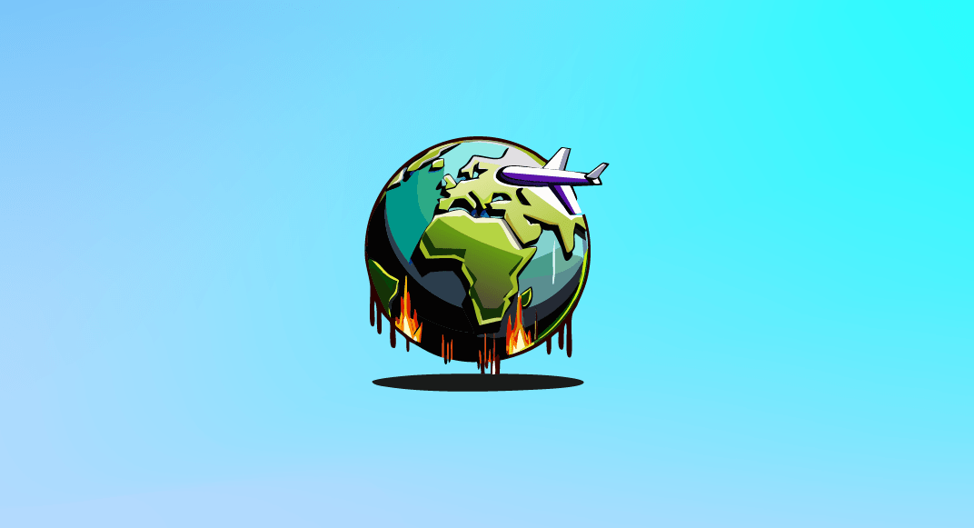 Ilustración de conflictos geopolíticos globales mostrando el planeta Tierra en llamas y un avión cruzando el mapa, representando tensiones internacionales, crisis globales, inestabilidad política y su impacto en la economía y la sostenibilidad.