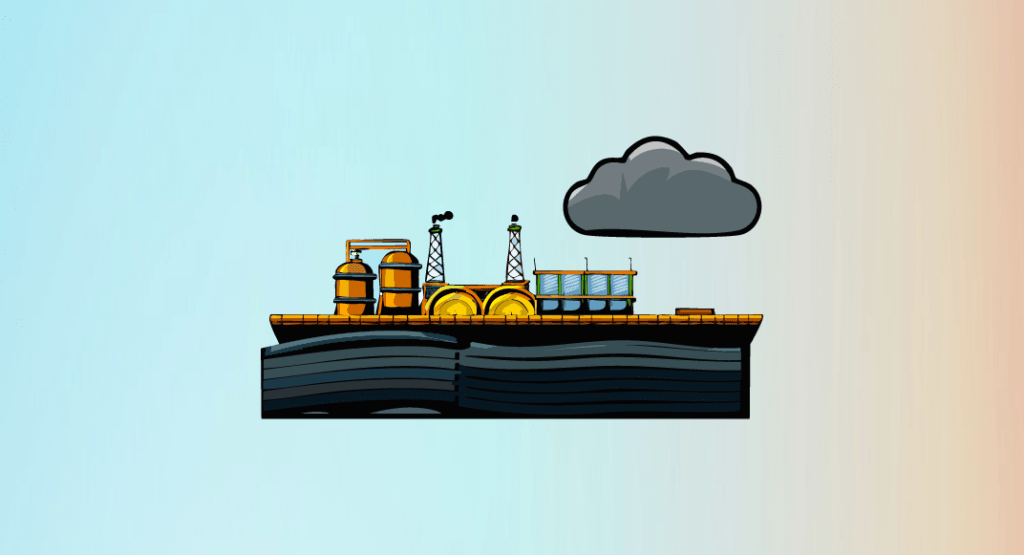 Ilustración de un puerto marítimo, que busca explicar el contexto del cambio climático y cómo pueden verse afectados